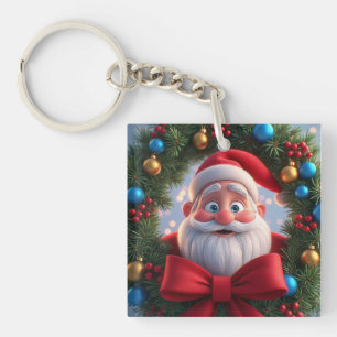 Christmas Festive Cartoon Santa Claus Key Ring