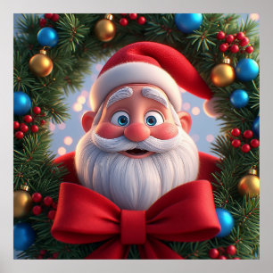 Christmas Festive Cartoon Santa Claus Poster