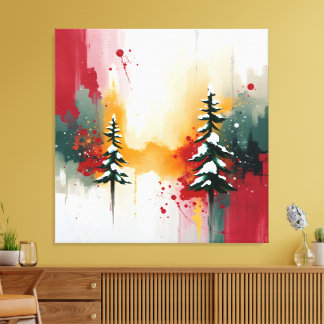 Christmas Festive Colors Frequency Abstract Winter Canvas Print