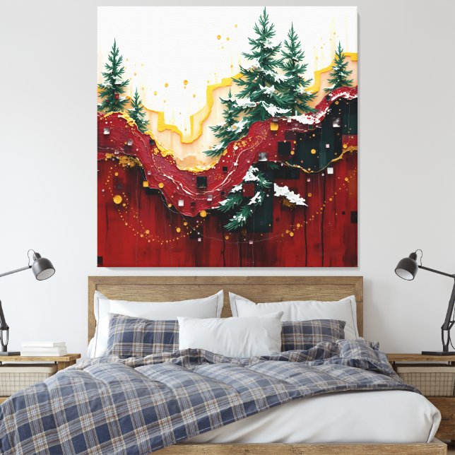 Christmas Festive Colors Frequency Abstract Winter Canvas Print (Insitu(Bedroom))