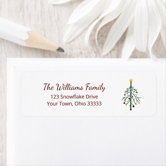 Christmas Festive Evergreen Tree Return Address (Insitu)