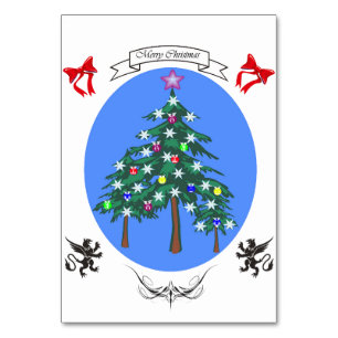 Christmas festive fir tree table number