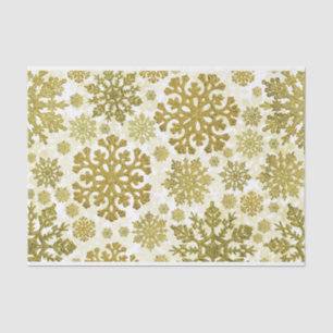 Christmas Festive Golden Snowflakes Abstract Tissue Paper