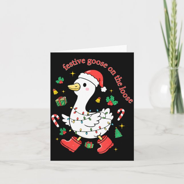 Christmas Festive Goose On The Loose Silly Goose X Card (Front)