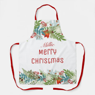 Christmas Festive Holiday Floral Personalised Apron
