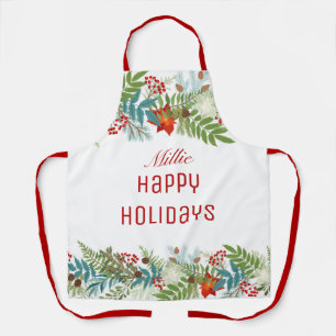 Christmas Festive Holiday Floral Personalised Apron