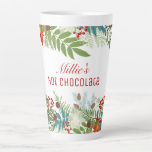 Christmas Festive Holiday Floral Personalised Latte Mug