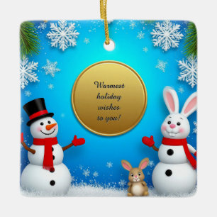 Christmas Festive Holiday Scene Ceramic Ornament
