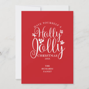Christmas Festive Holly Jolly Elegant Script Holiday Card
