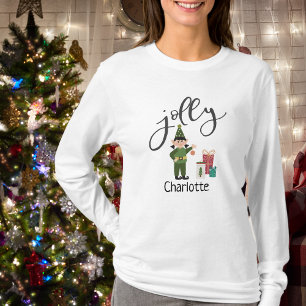 Christmas Festive Jolly Elf Name Ladies T-Shirt