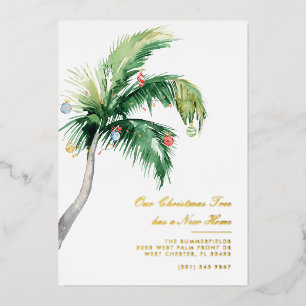 Christmas Festive Palm Tree Moving Gold Foil Holiday Card