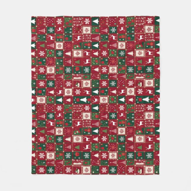 Christmas festive pattern fleece blanket (Front)