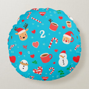 Christmas festive pattern round cushion
