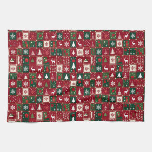 Christmas festive pattern tea towel