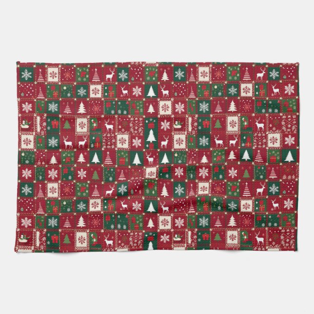 Christmas festive pattern tea towel (Horizontal)