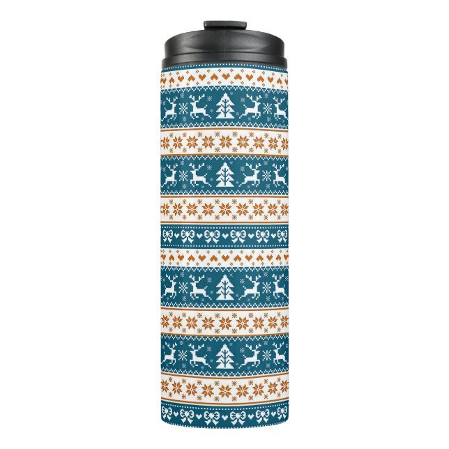 Christmas festive pattern thermal tumbler (Front)