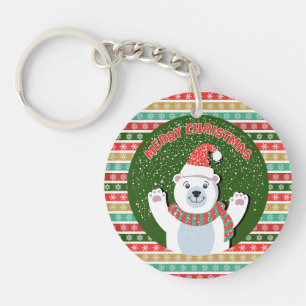 Christmas Festive patterns with Teddy Bear Key Ring