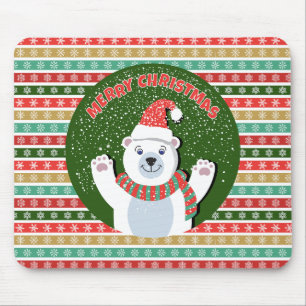 Christmas Festive patterns with Teddy Bear Mouse Mat