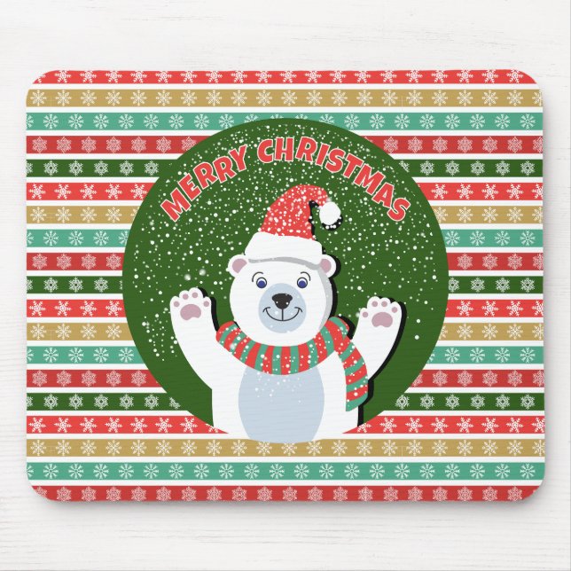 Christmas Festive patterns with Teddy Bear Mouse Mat (Front)