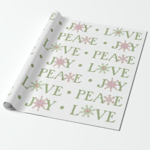 Christmas Festive Peace Joy Love Typography Wrapping Paper