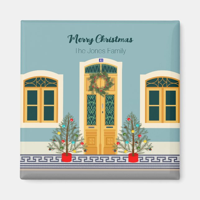 Christmas festive Portuguese House Magnet (Front)