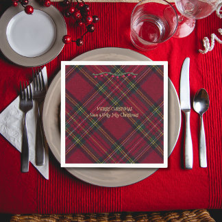 Christmas Festive Red Plaid Napkin