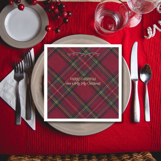 Christmas Festive Red Plaid Napkin (Creator Uploaded)