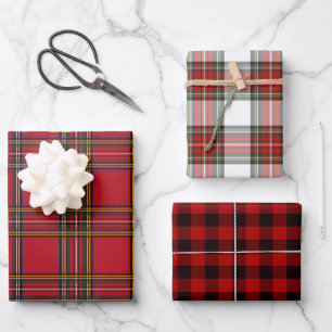 Christmas festive red Plaid Tartan Wrapping Paper