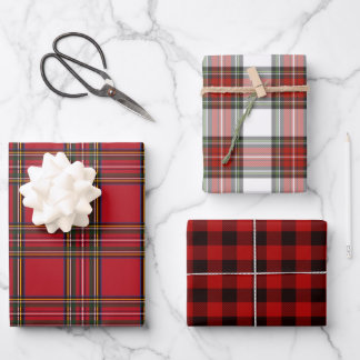 Christmas festive red Plaid Tartan Wrapping Paper