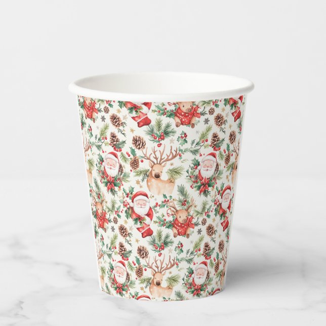 Christmas Festive Santa Claus Paper Cups (Front)