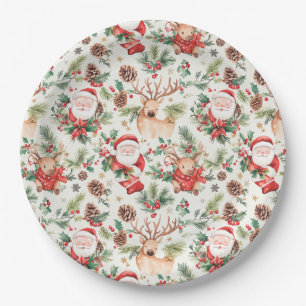 Christmas Festive Santa Claus Paper Plate