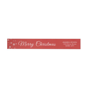 Christmas Festive Snowflakes Personalised Holiday Wrap Around Label