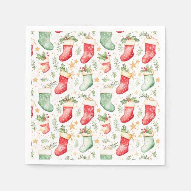 Christmas Festive Stockings Napkin (Front)