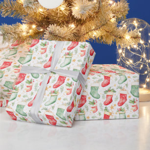 Christmas Festive Stockings Wrapping Paper