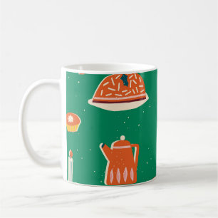Christmas festive table, vintage pattern. coffee mug