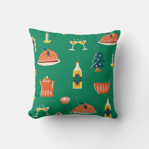 Christmas festive table, vintage pattern. cushion