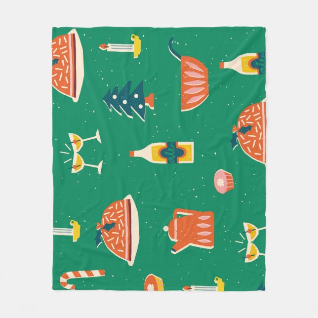 Christmas festive table, vintage pattern. fleece blanket (Front)