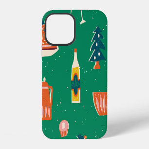 Christmas festive table, vintage pattern. iPhone 12 case