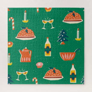 Christmas festive table, vintage pattern. jigsaw puzzle