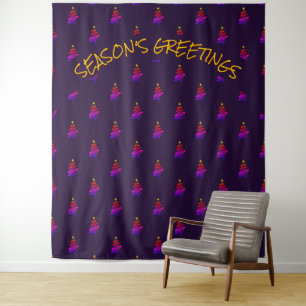 Christmas   Festive Tree   Purple Backdrop Tapestry