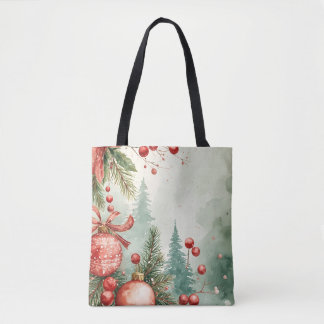 Christmas Festive Vibe Watercolor Tote