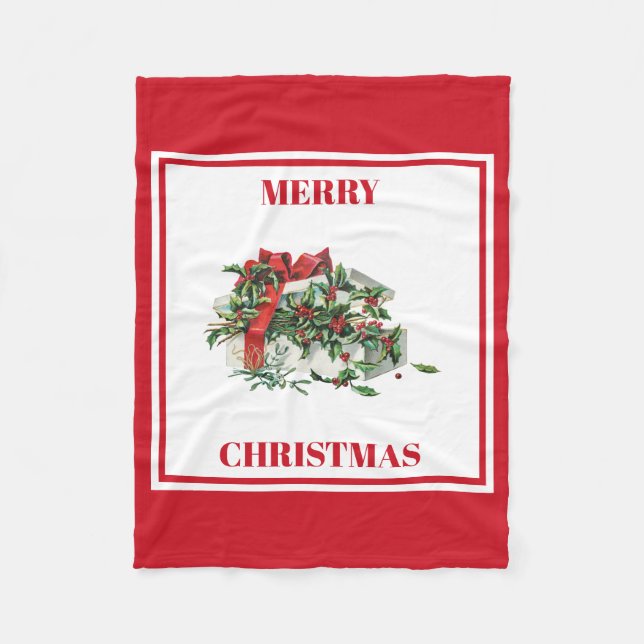 Christmas Festive Vintage Christmas Gift Fleece Blanket (Front)