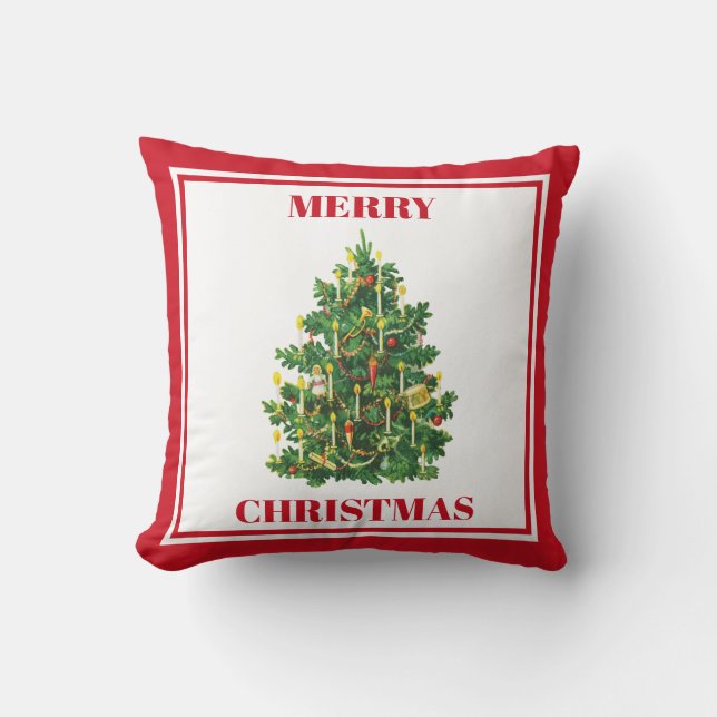 Christmas Festive Vintage Christmas Tree Cushion (Front)