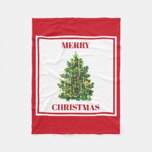 Christmas Festive Vintage Christmas Tree  Fleece Blanket