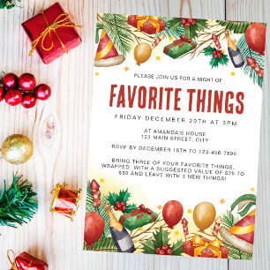 Christmas Festive Watercolor Favourite Things Part Invitation
