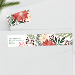 Christmas Festive Watercolor Flora Return Address Wrap Around Label<br><div class="desc">✉️ Elevate the art of sending holiday joy with our specially designed wrap around labels. Each package becomes a piece of the holiday magic. _____________________________ ***this design is part of a christmas holiday collection*** Step into a world of timeless holiday charm with my "Festive Flora: Christmas Splendour Poinsettia Delight" collection....</div>