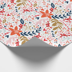 Christmas Festive White Floral Gift Wrapping Paper