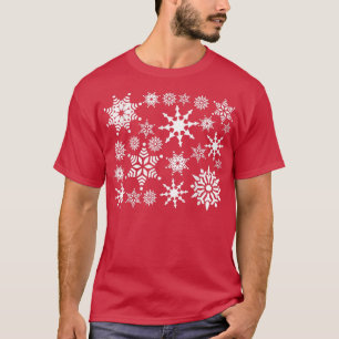 Christmas Festive White Snowflakes Stars  T-Shirt