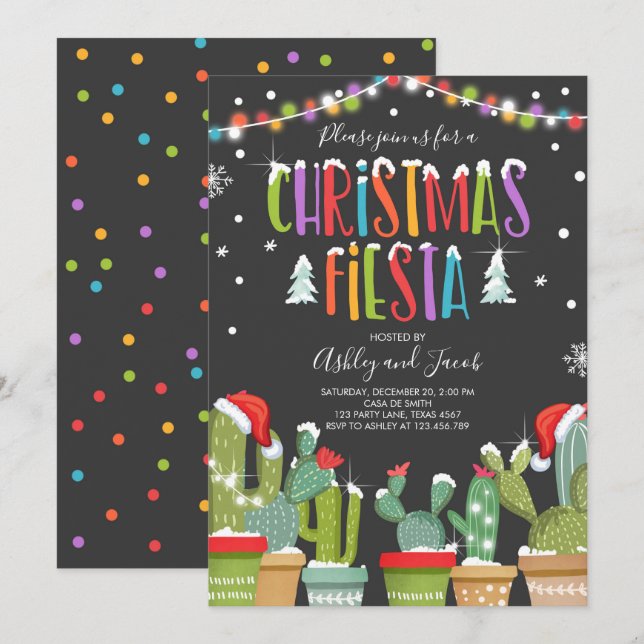 Christmas Fiesta Cactus Holiday Invitation Party (Front/Back)