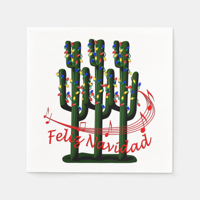 Christmas Fiesta Feliz Navida Party Cocktail Napkin (Front)
